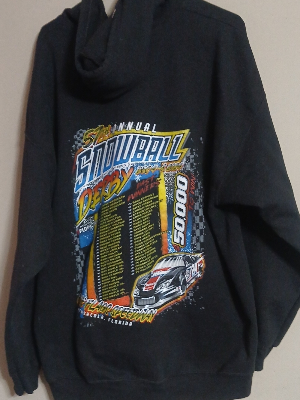 Mens Snowball Derby Stoxk Car Race Hoodie